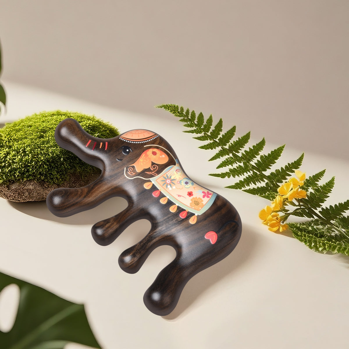 Wooden Scalp Massage Comb · Peaceful Elephant