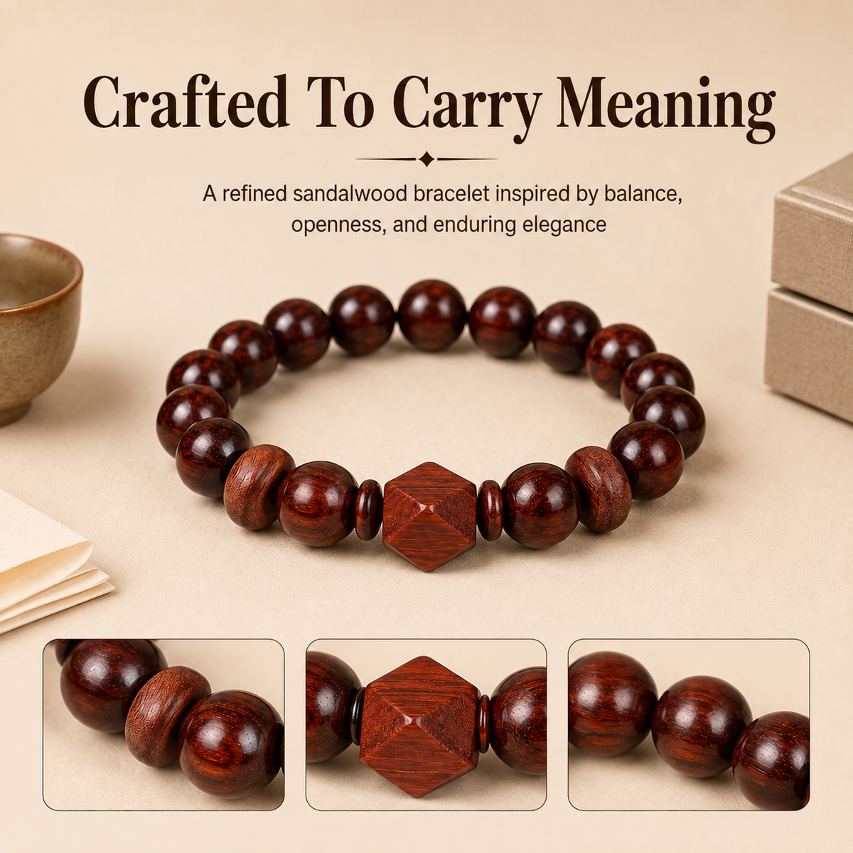Fortune in All Directions | Red Sandalwood Beaded Bracelet