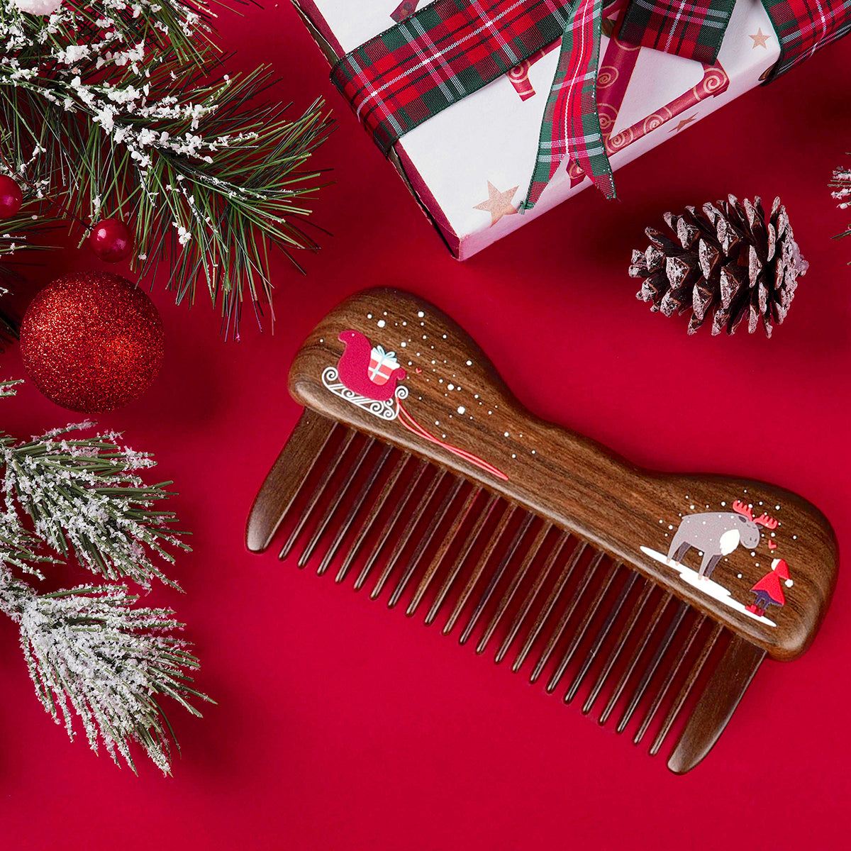 Elk tooth-insertd wood comb