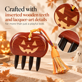 Pumpkin Spirit | Inserted Tooth Craft & Lacquer Art Craft Satine Bloodwood & Ebony Massage Comb
