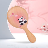 Panda Pink Wooden Hair Brush