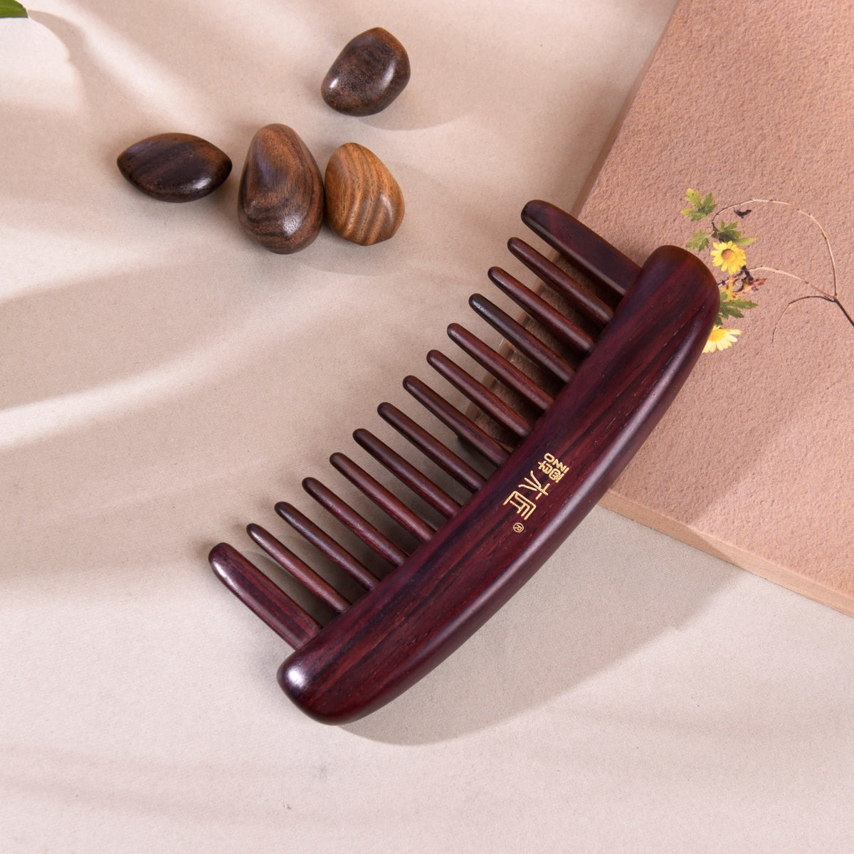 Rosewood Hair Massage Comb with Wide Tooth