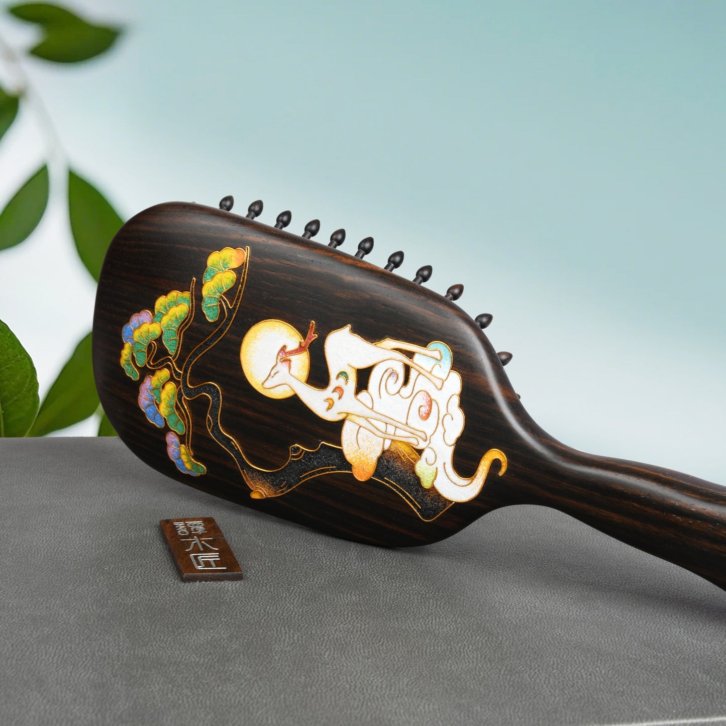 Ebony Cloisonn¡§| Hair Brush-Deer Forest