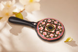 Fourfold Harmony | Cloisonné Enamel on Wood Handheld Ebony Mirror