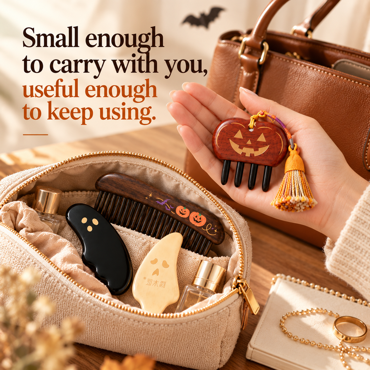 Mischief Maker | Inserted Tooth Craft & Lacquer Art Craft Chacate Preto Massage Comb
