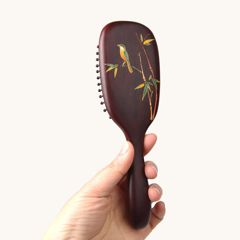 Black Rosewood Hair Comb-Landscape Green