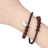 Gem and WOOD BEAD BRACELET