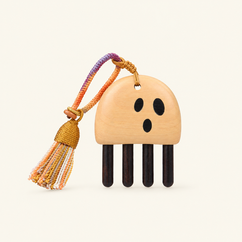 Cute Ghost | Inserted Tooth Craft & Lacquer Art Craft Amazonian Guatambu & Ebony Massage Comb