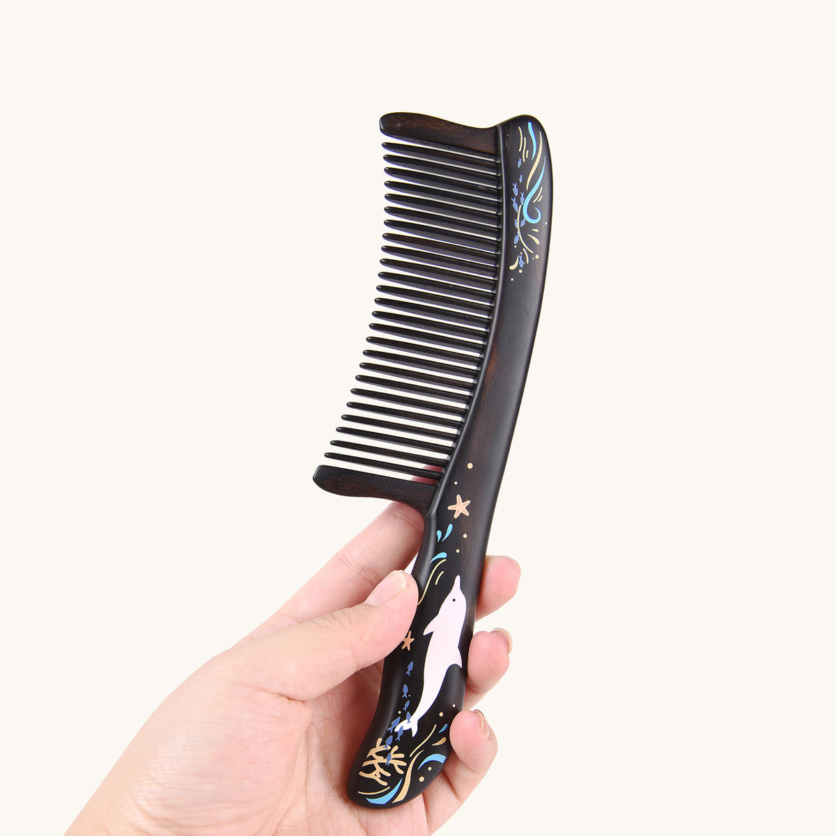 Dolphin Long Handle wooden comb