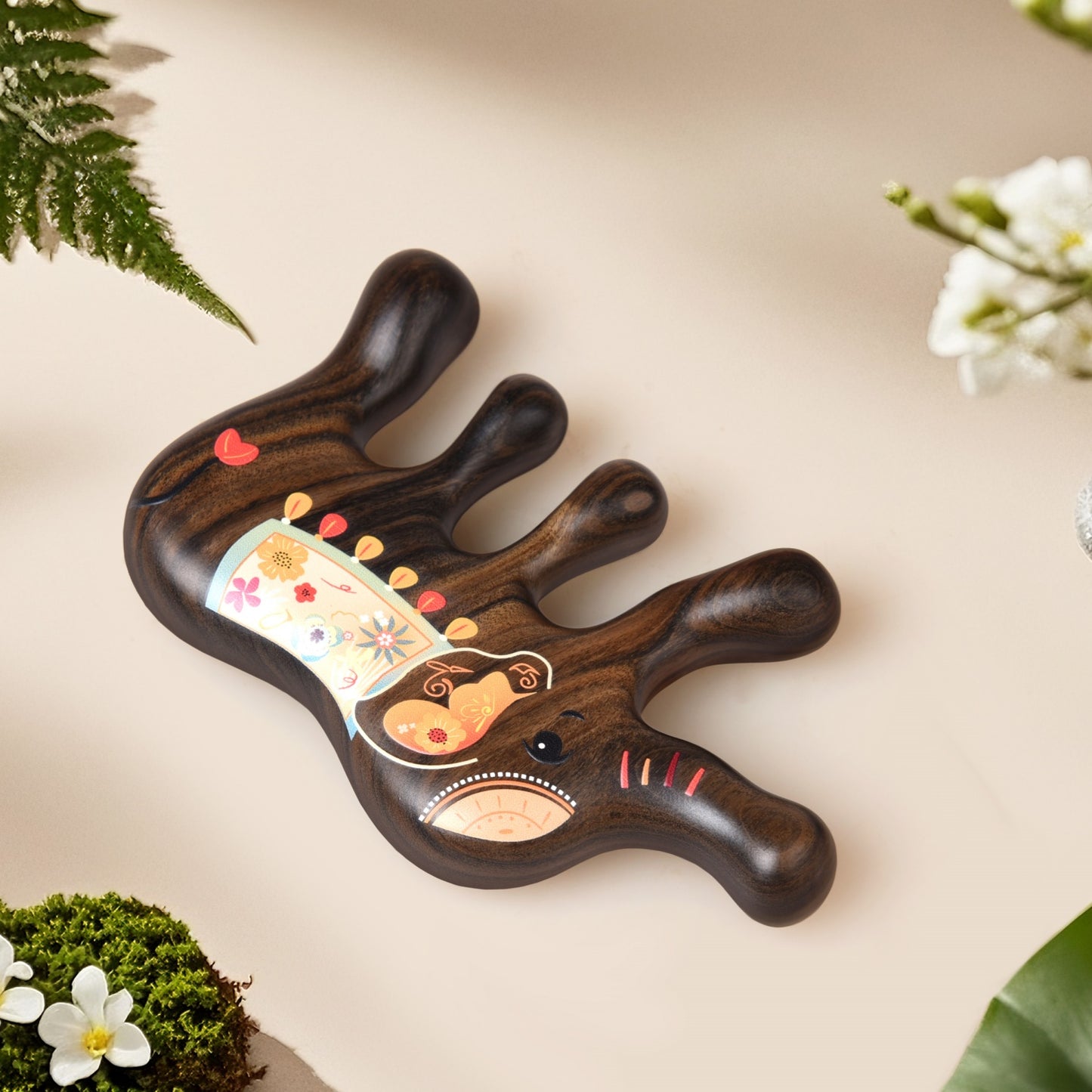 Wooden Scalp Massage Comb · Peaceful Elephant