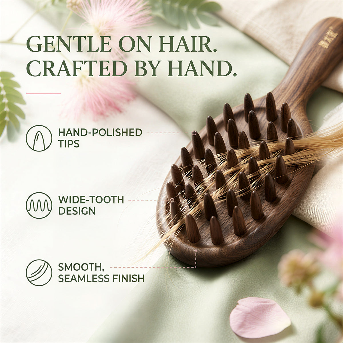 Radiant Bloom | Lacquer Art Craft Chacate Preto Scalp Massage Comb