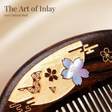Moonlit Sakura | Lacquer Art Craft Ebony Wood Comb