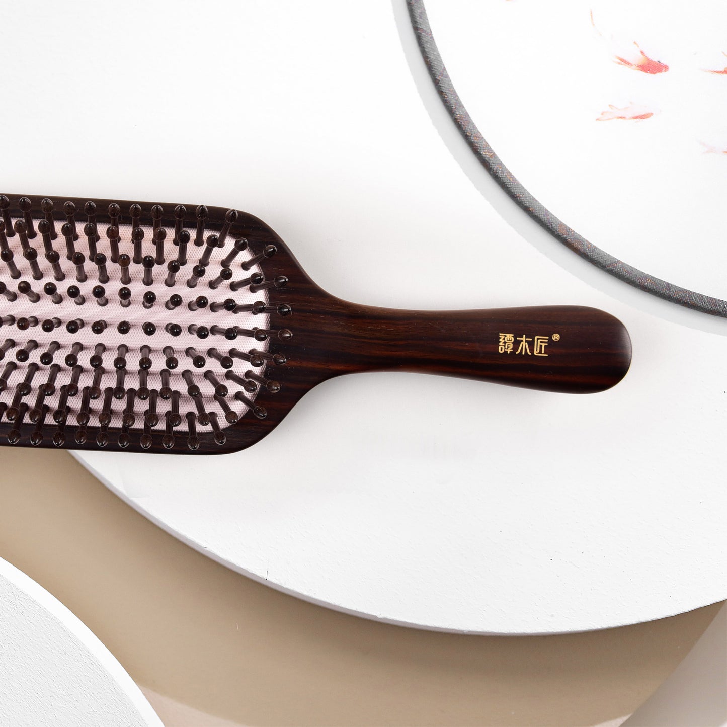 Wooden Hair Brush-Koi Fish Pattern