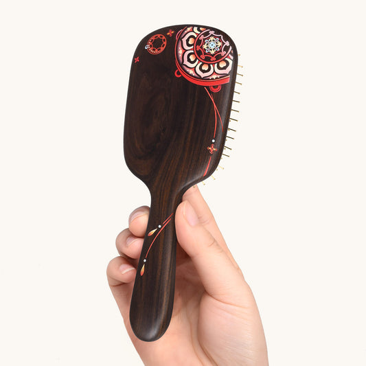 Wooden Brush with Drum Pattern