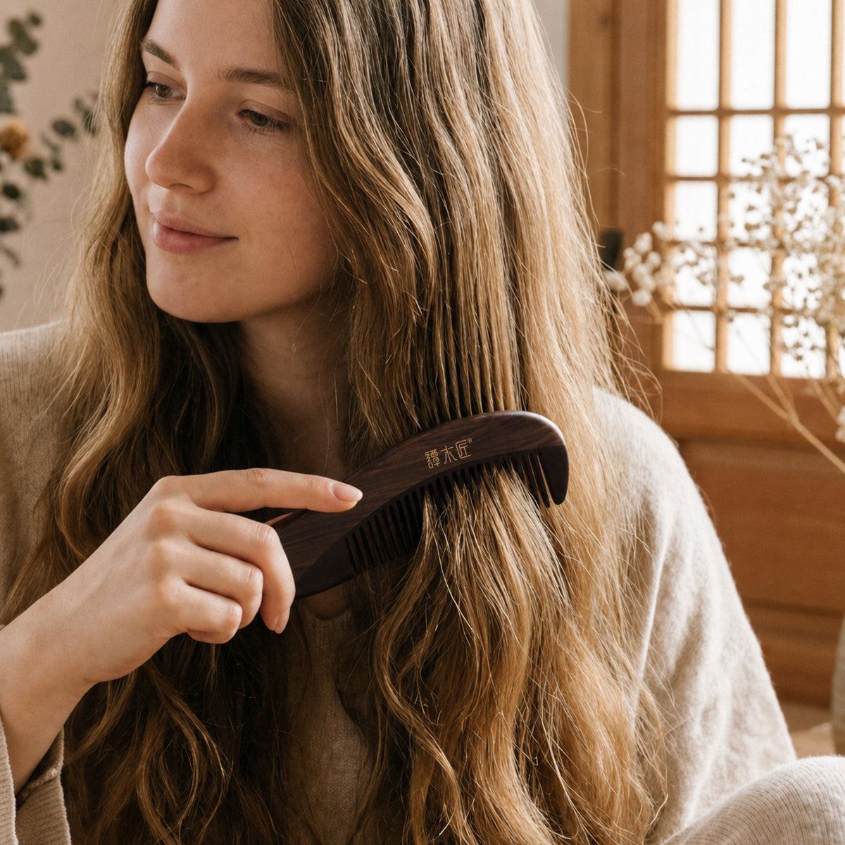 Heritage Blessing | Ebony Fine-Tooth Inlay Comb