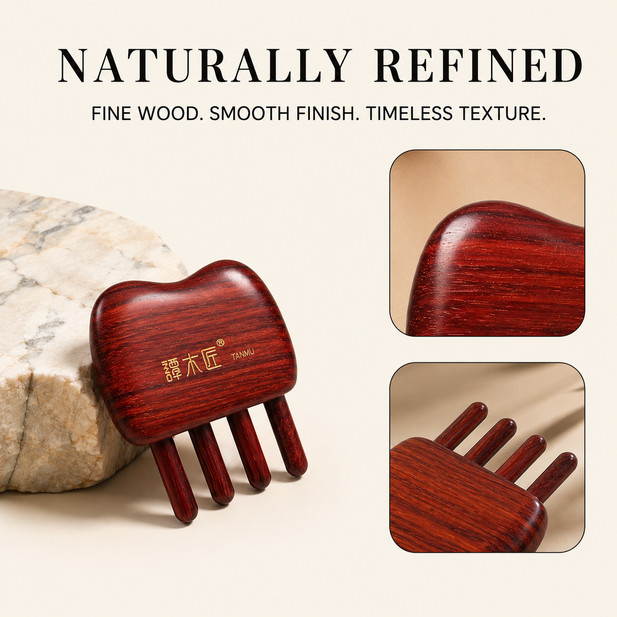 Auspicious Glow | Inserted Tooth Craft Red Sandalwood Massage Comb