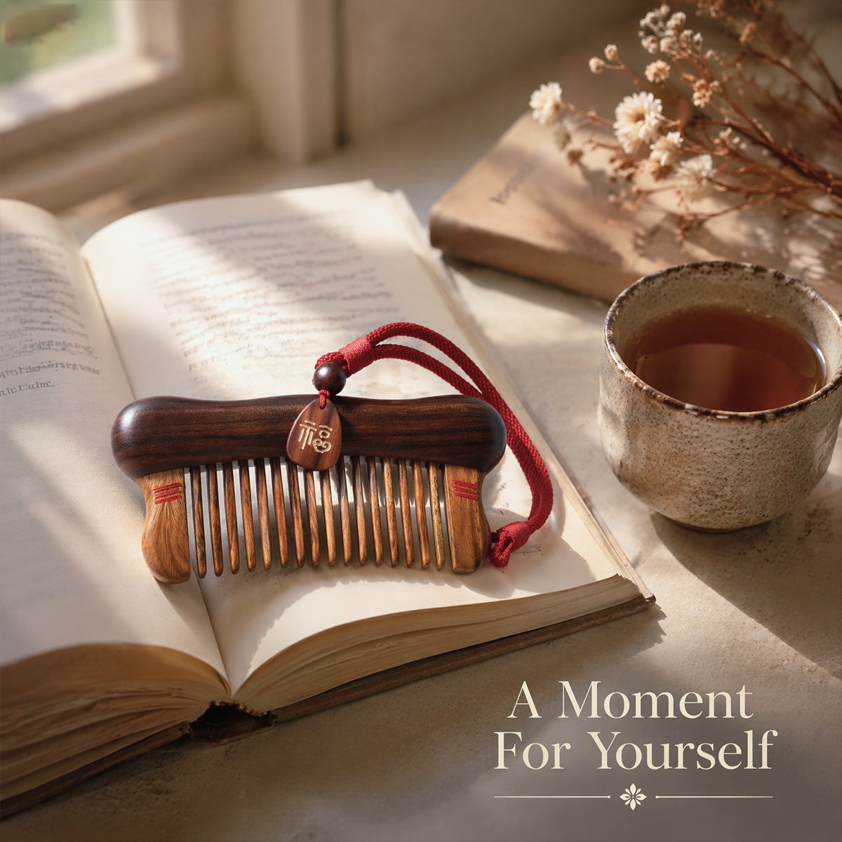 Fortune Within | Inlaid Tooth Craft & Lacquer Art Craft Chacate Preto and Verawood hair Comb