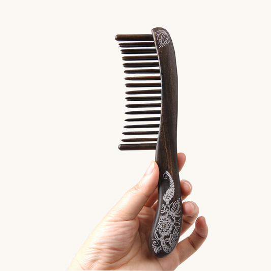 Wooden Hair Comb Rafflesia Flower Art with Crystal-Blooming