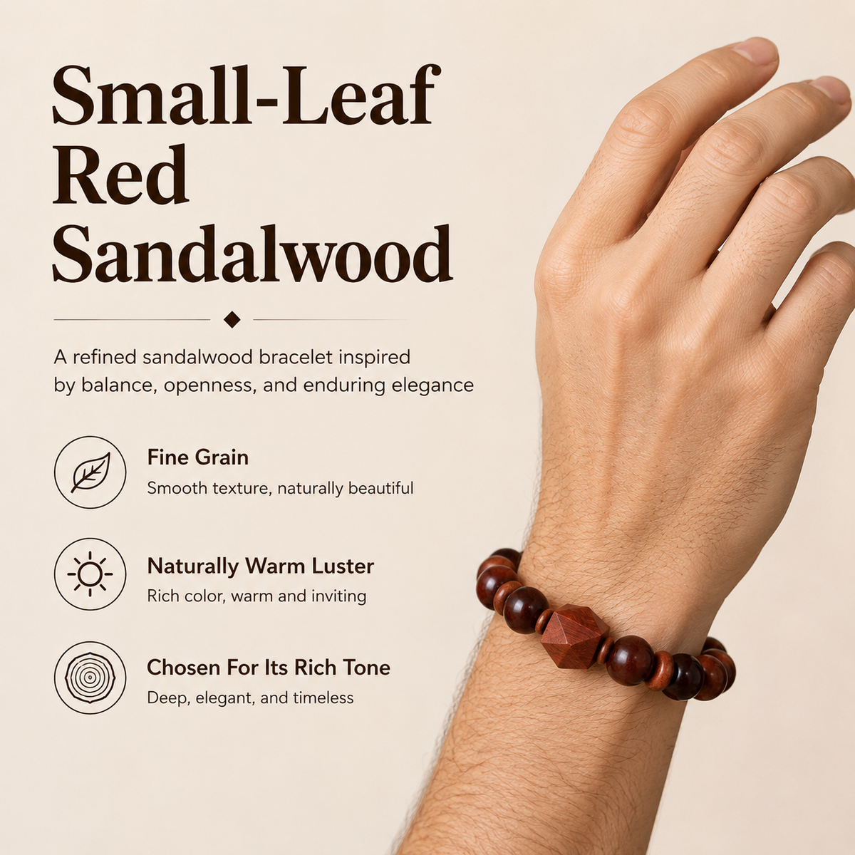 Fortune in All Directions | Red Sandalwood Beaded Bracelet