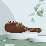 Peacock Wooden Hair Brush