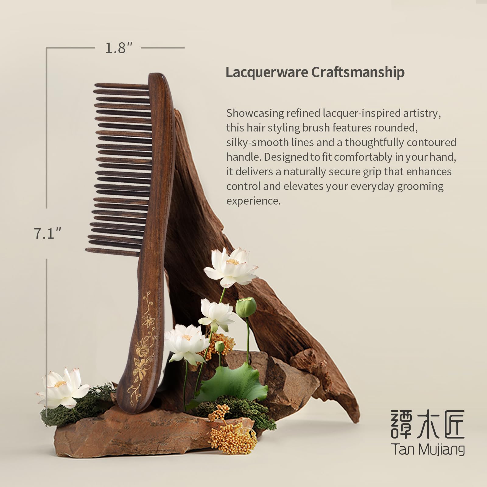 Chanate Tooth-inserted Hair Comb – Tan Mujiang
