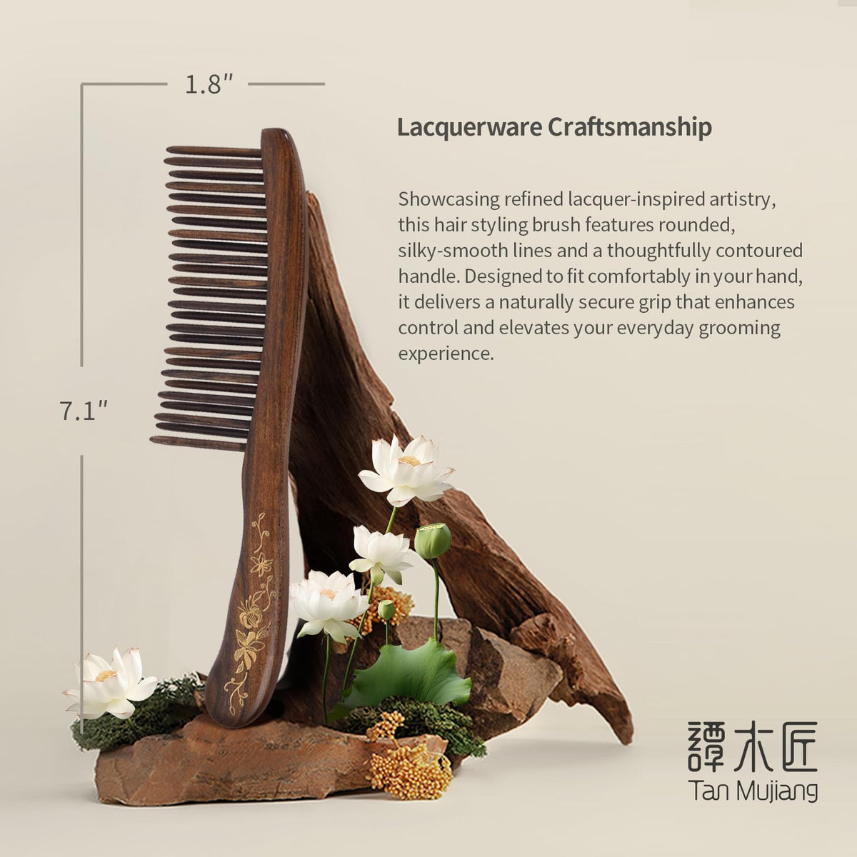 Chacate Preto Tooth-inserted Hair Comb