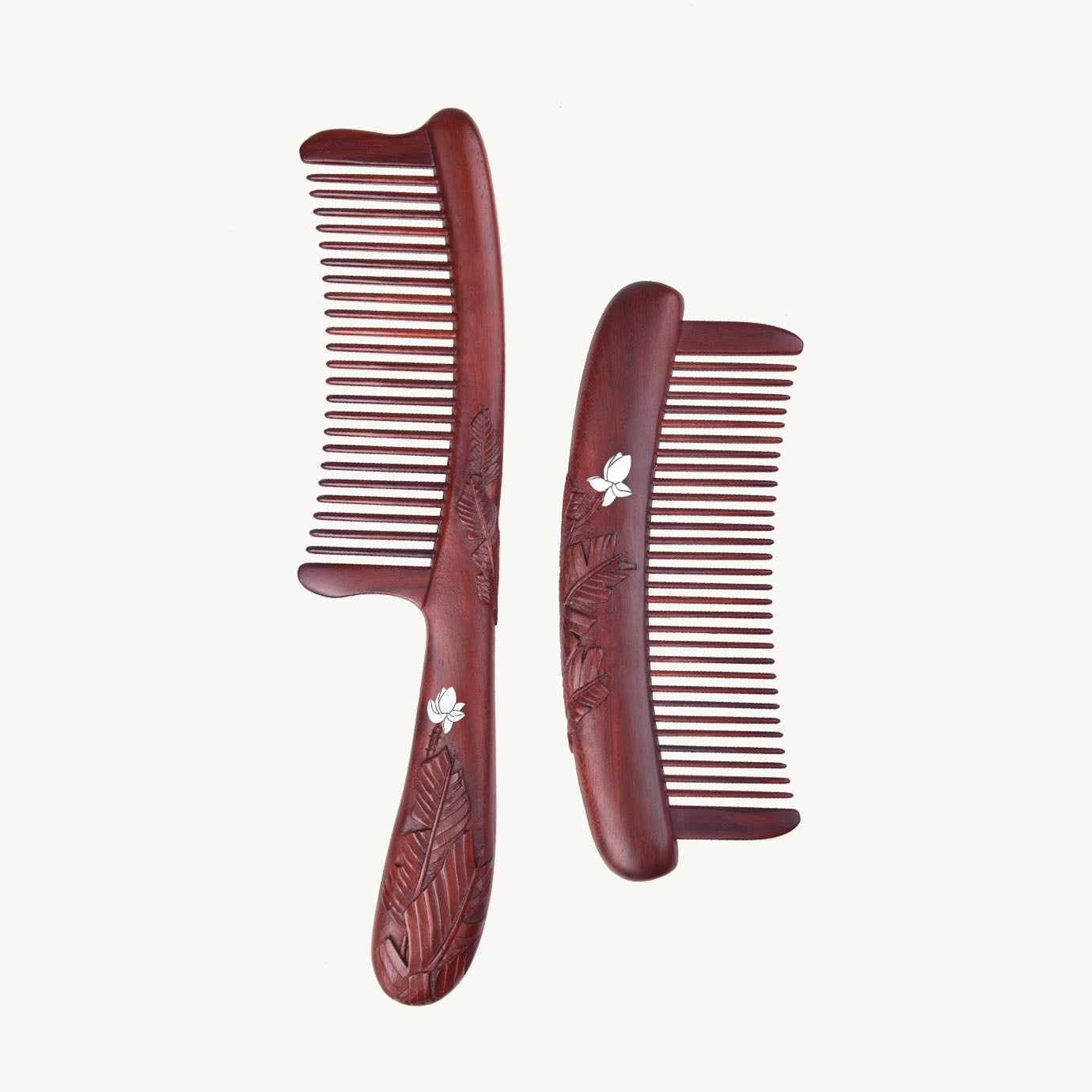 Red Wood Hair Comb Set