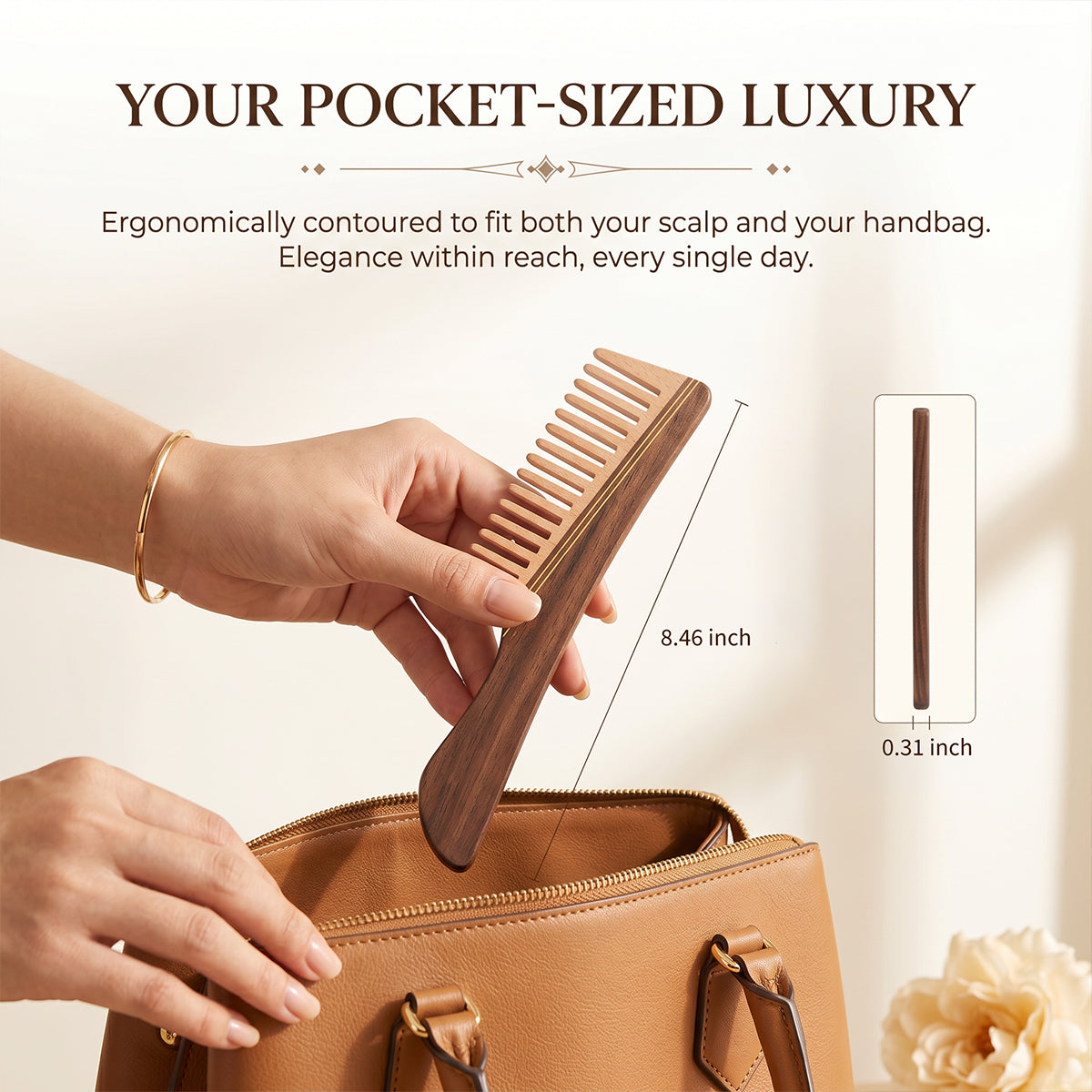 Quiet Clarity | Lacquer Art Craft Black Walnut & Beech Wood Comb