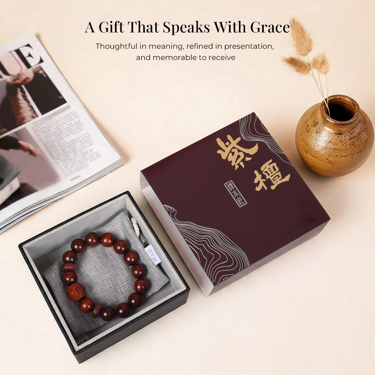 Fortune in All Directions | Red Sandalwood Beaded Bracelet
