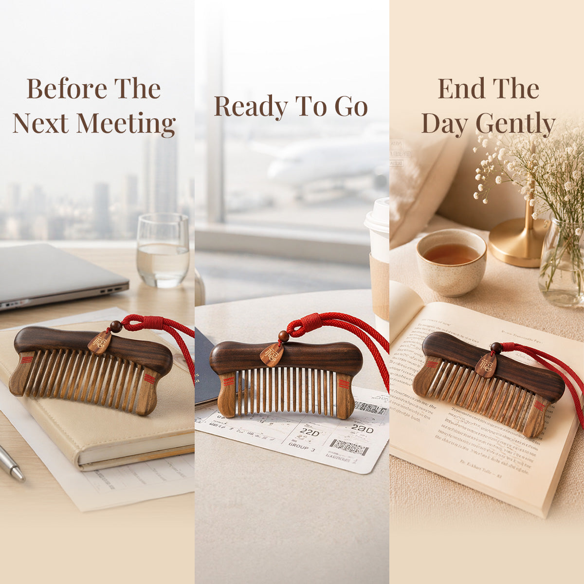 Fortune Within | Inlaid Tooth Craft & Lacquer Art Craft Chacate Preto and Verawood hair Comb