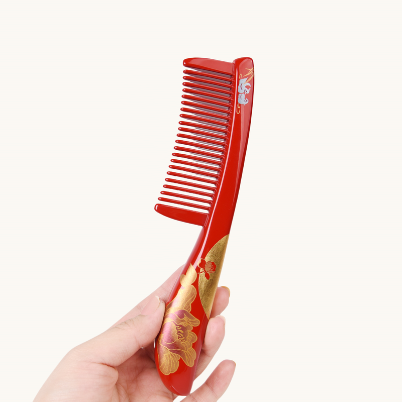 Harmony & Full Moon Red Wooden Hair Comb