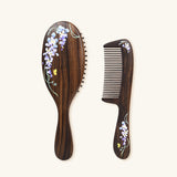 Purple Elegance | Lacquer Art Craft Chacate Preto Pair Comb Gift Set