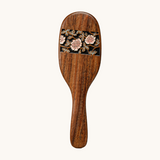 Brosse à cheveux en bois avec motif de rose 3D