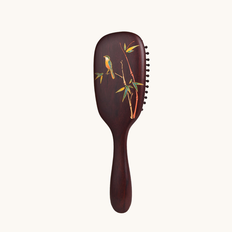 Black Rosewood Hair Comb-Landscape Green