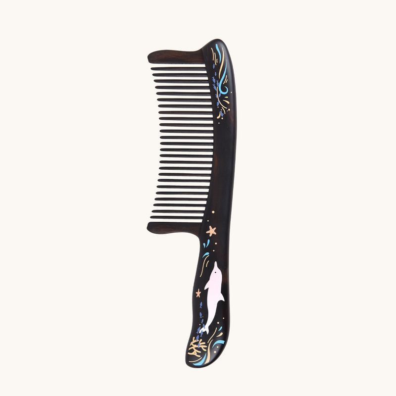 Dolphin Long Handle wooden comb
