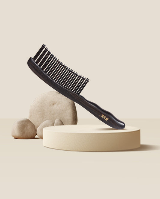 Tooth-inserted black Wood Comb