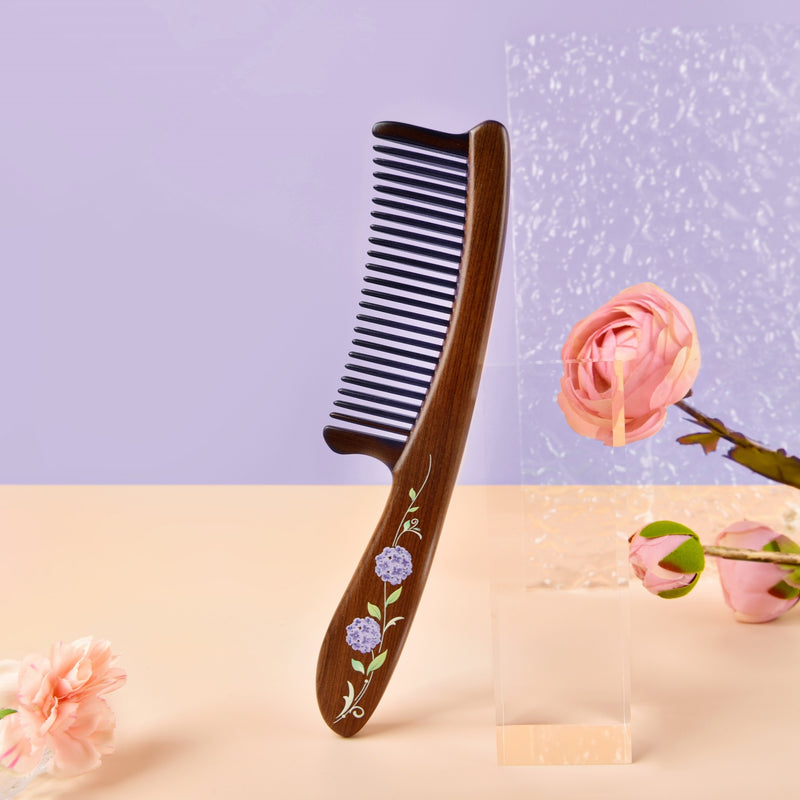 Kingwood Inserted Hair Comb with Hydrangea Pattern
