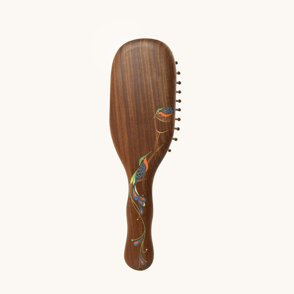 Peacock Wooden Hair Brush
