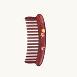 Red Wood Hair Comb (Melon & Leaf Pattern)