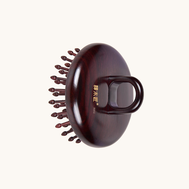 Rosewood Cushion Handheld Hair Brush Round Shape