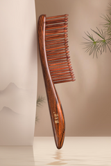 Tooth-inserted Red Wood Comb