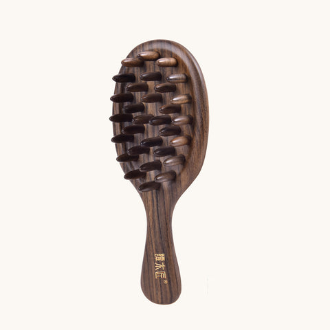 Tooth inserted Wood Hair Brush