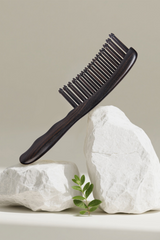 Tooth-inserted black Wood Comb