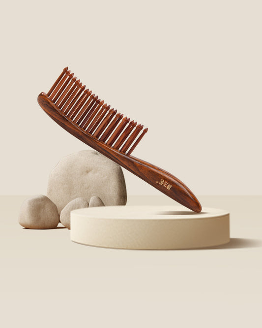 Tooth-inserted Red Wood Comb