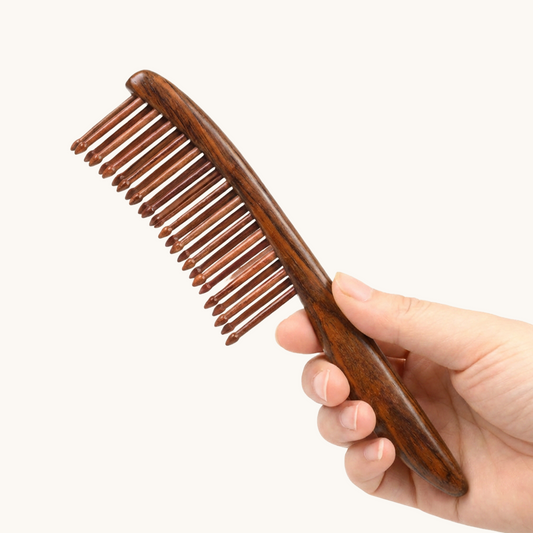 Tooth-inserted Red Wood Comb