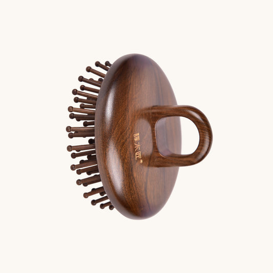 Wooden Cushion Handheld Hair Brush Round Shape