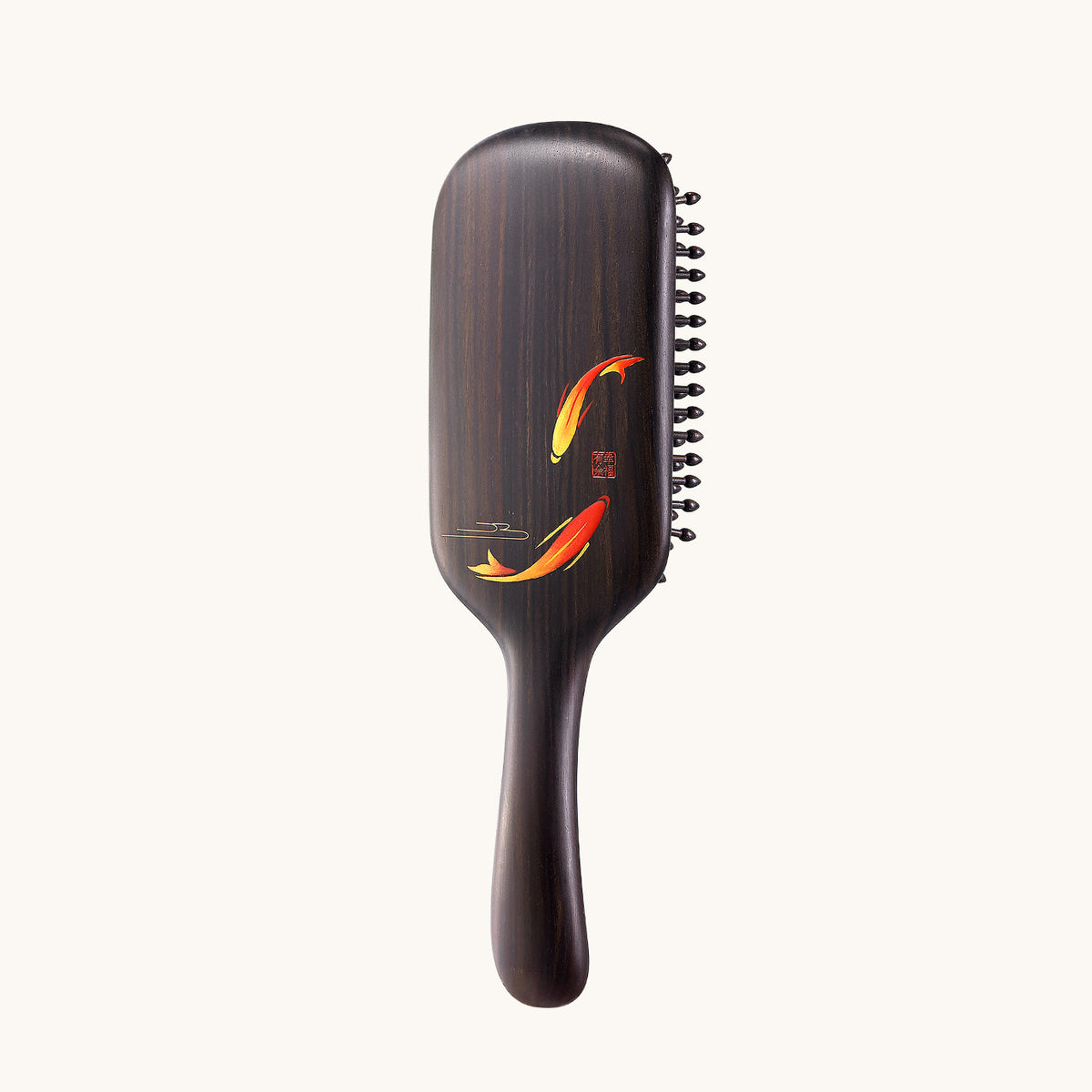 Wooden Hair Brush-Koi Fish Pattern