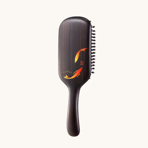 Wooden Hair Brush-Koi Fish Pattern