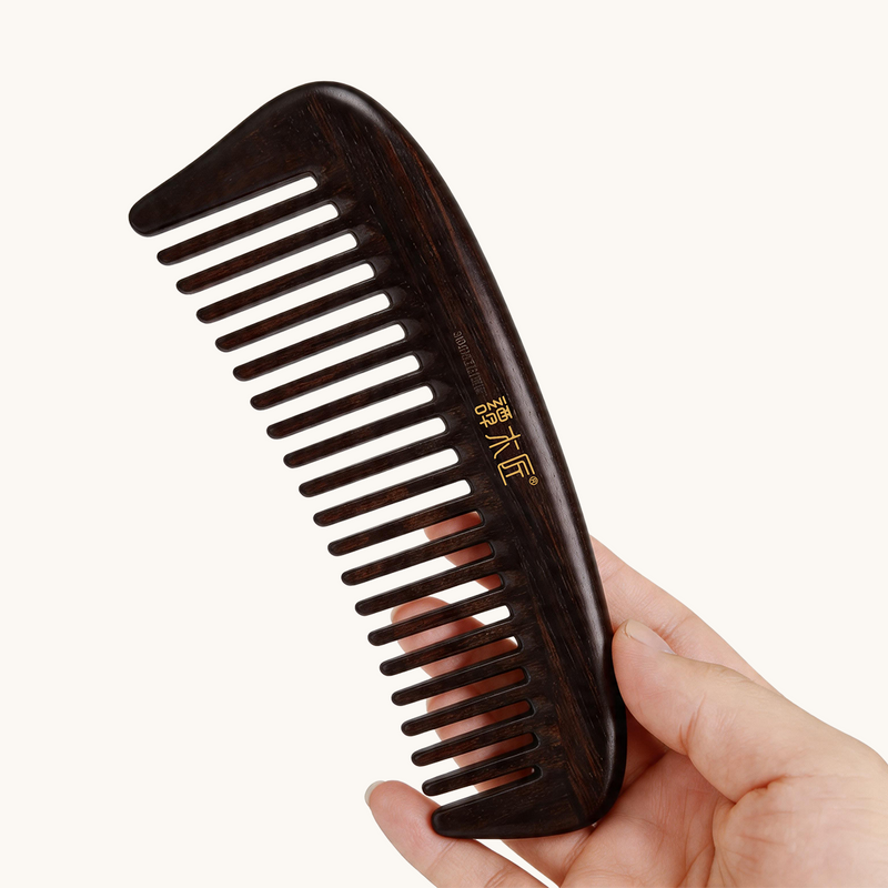 Ebony Wooden Comb with Wide Tooth