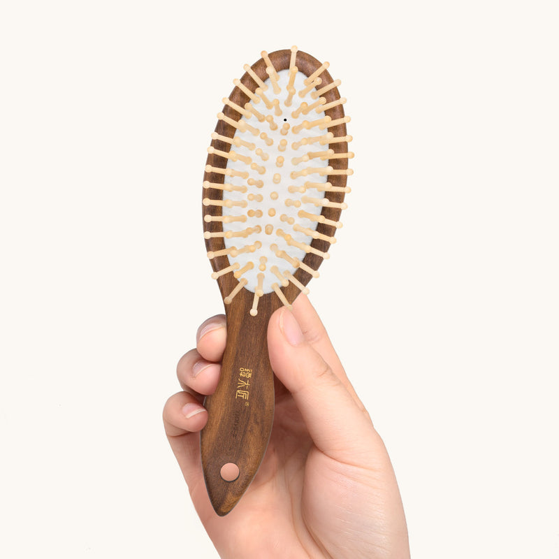 Teak & Rutaceae wooden hair brush